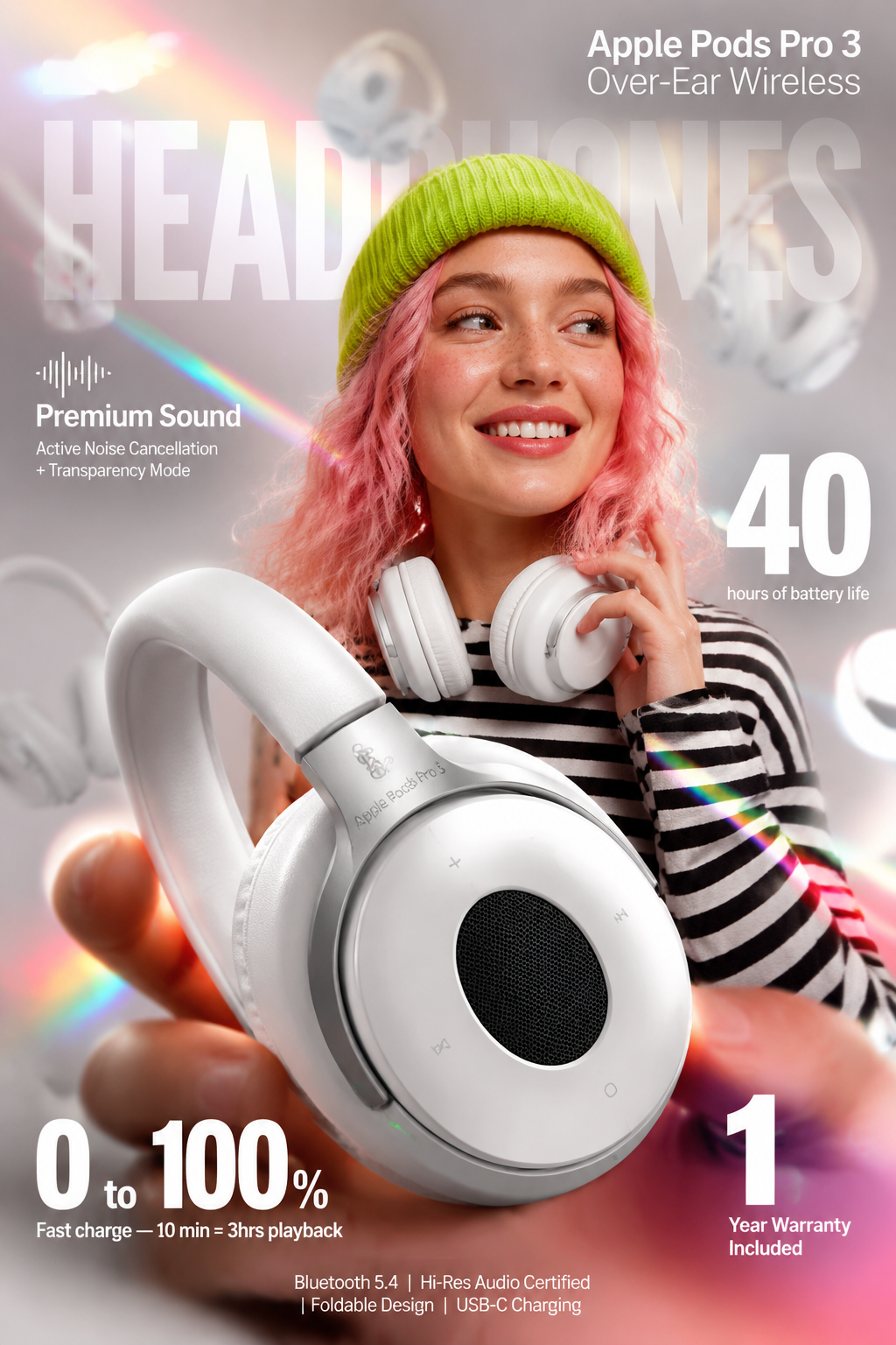 Infografía de auriculares blancos premium