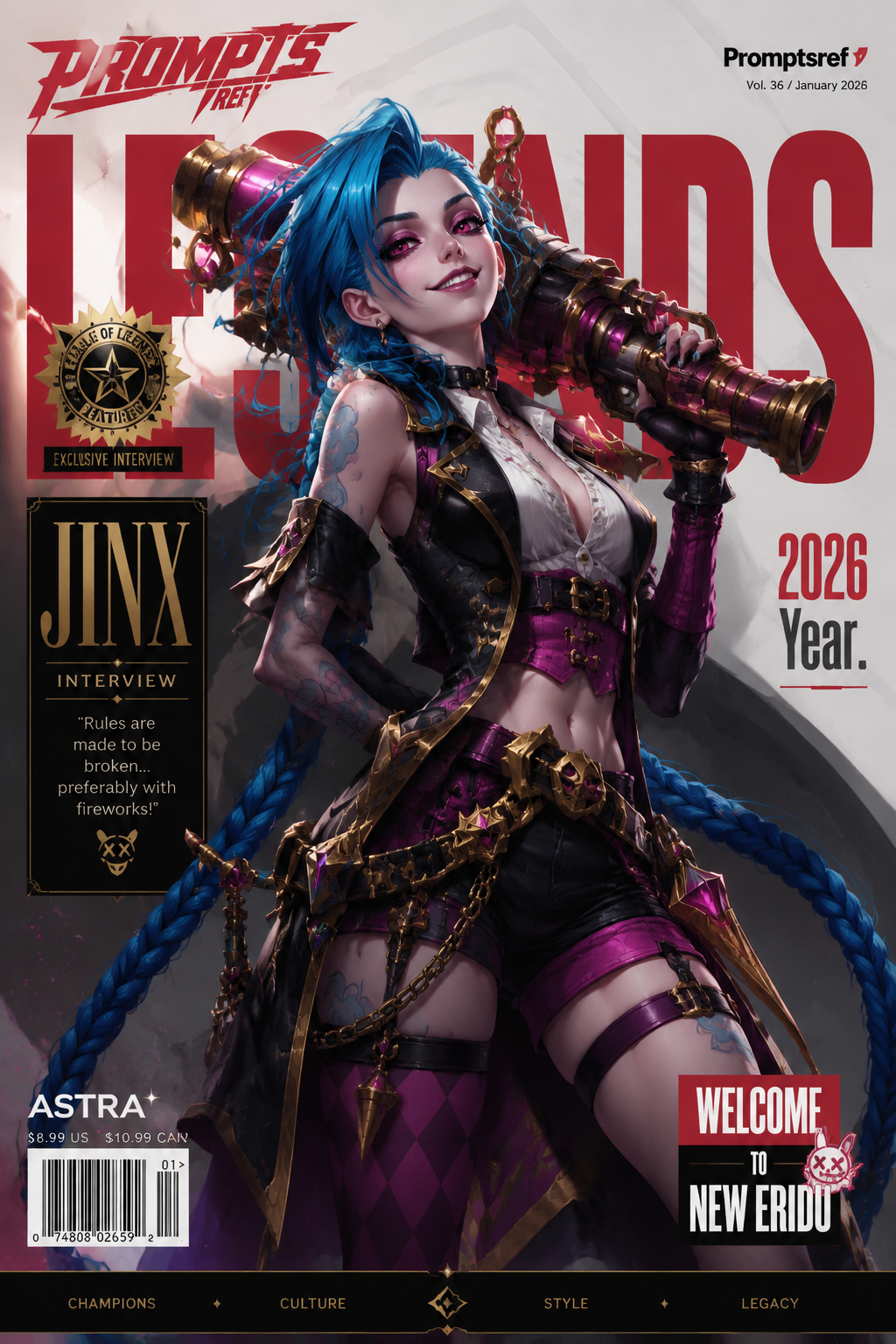 League of Legends Character Magazine Cover Template