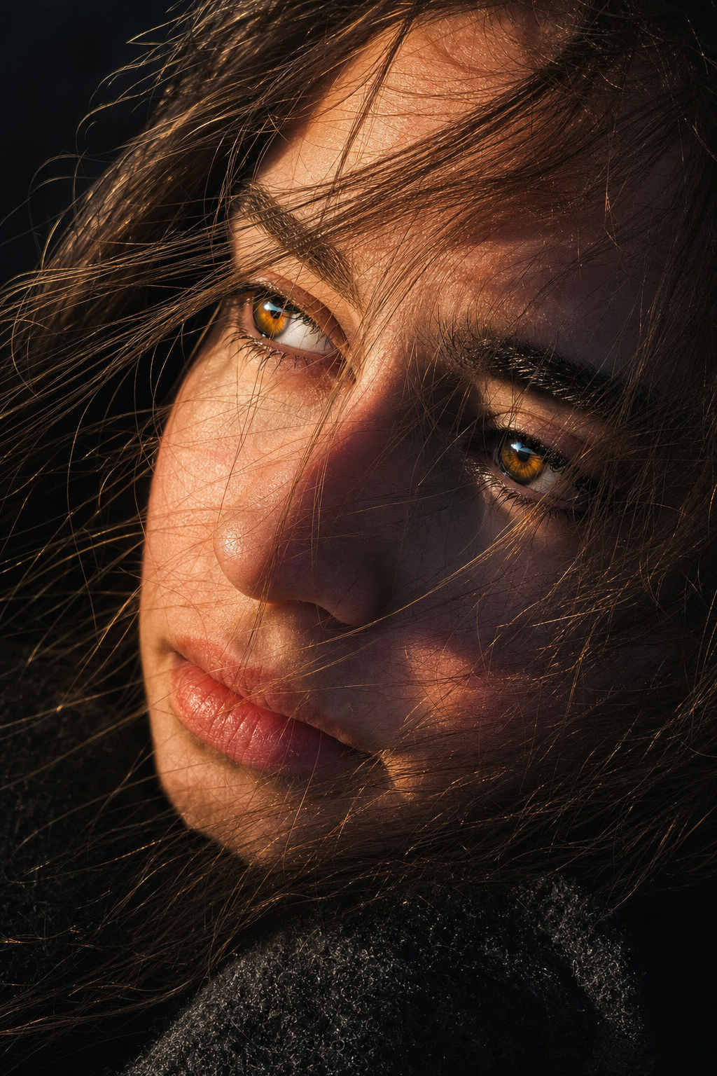 Golden-Hour Amber-Eyed Close-Up