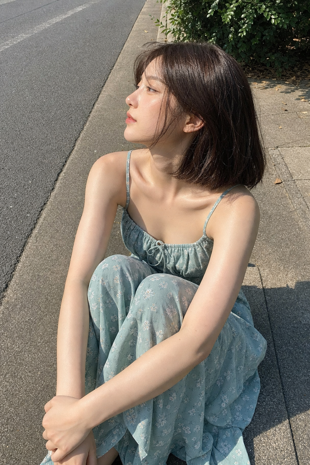 Quiet Summer Moment by the Curb
