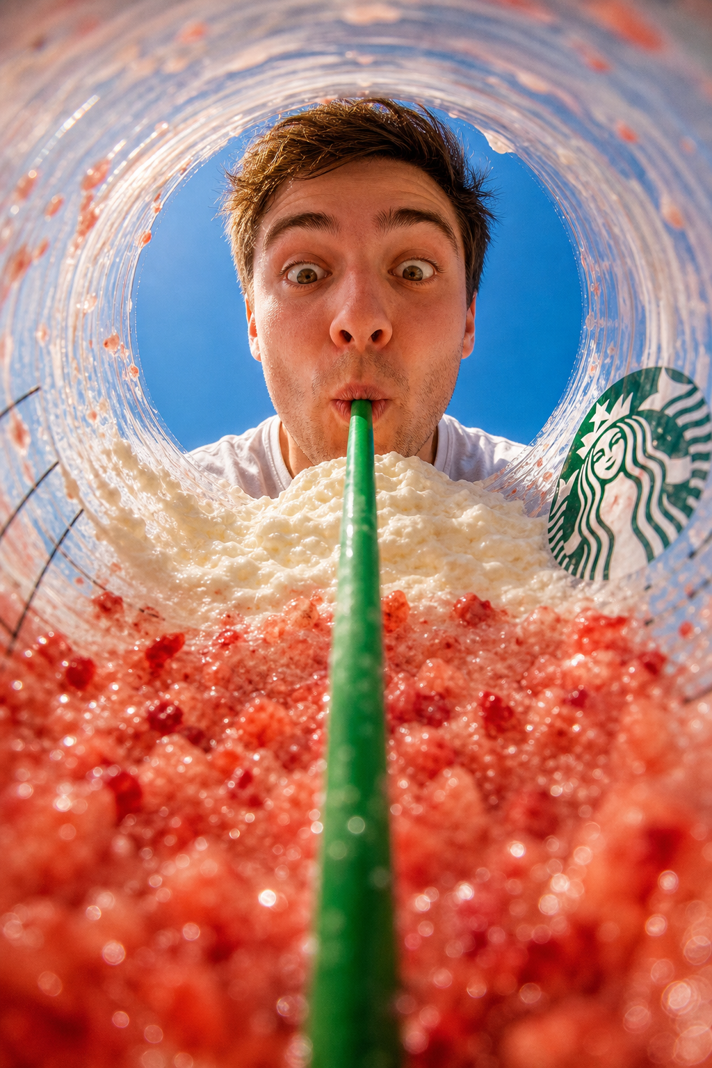 Inside a Strawberry Frappuccino Cup