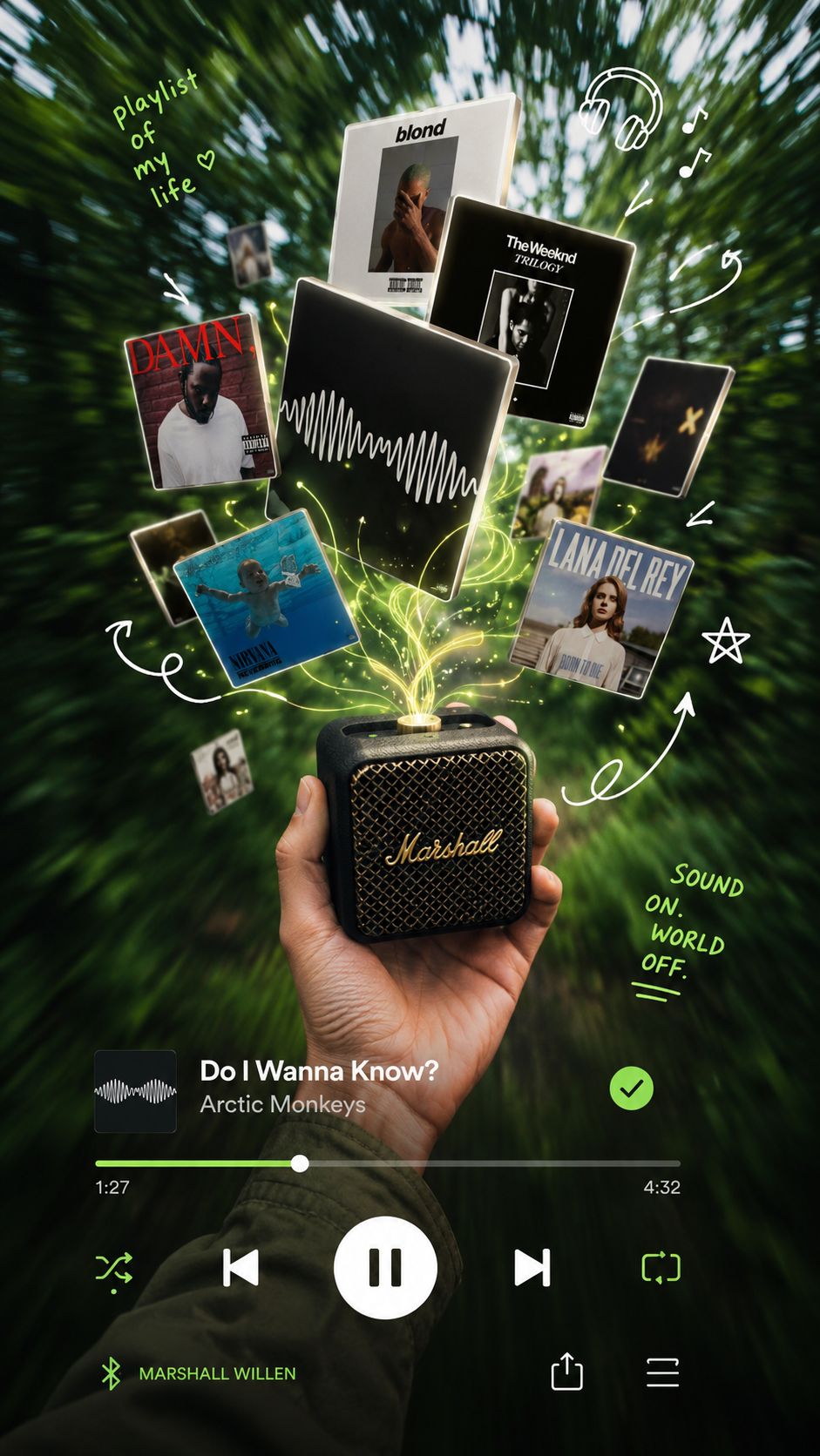 Handheld Music Controller with Orbiting Albums