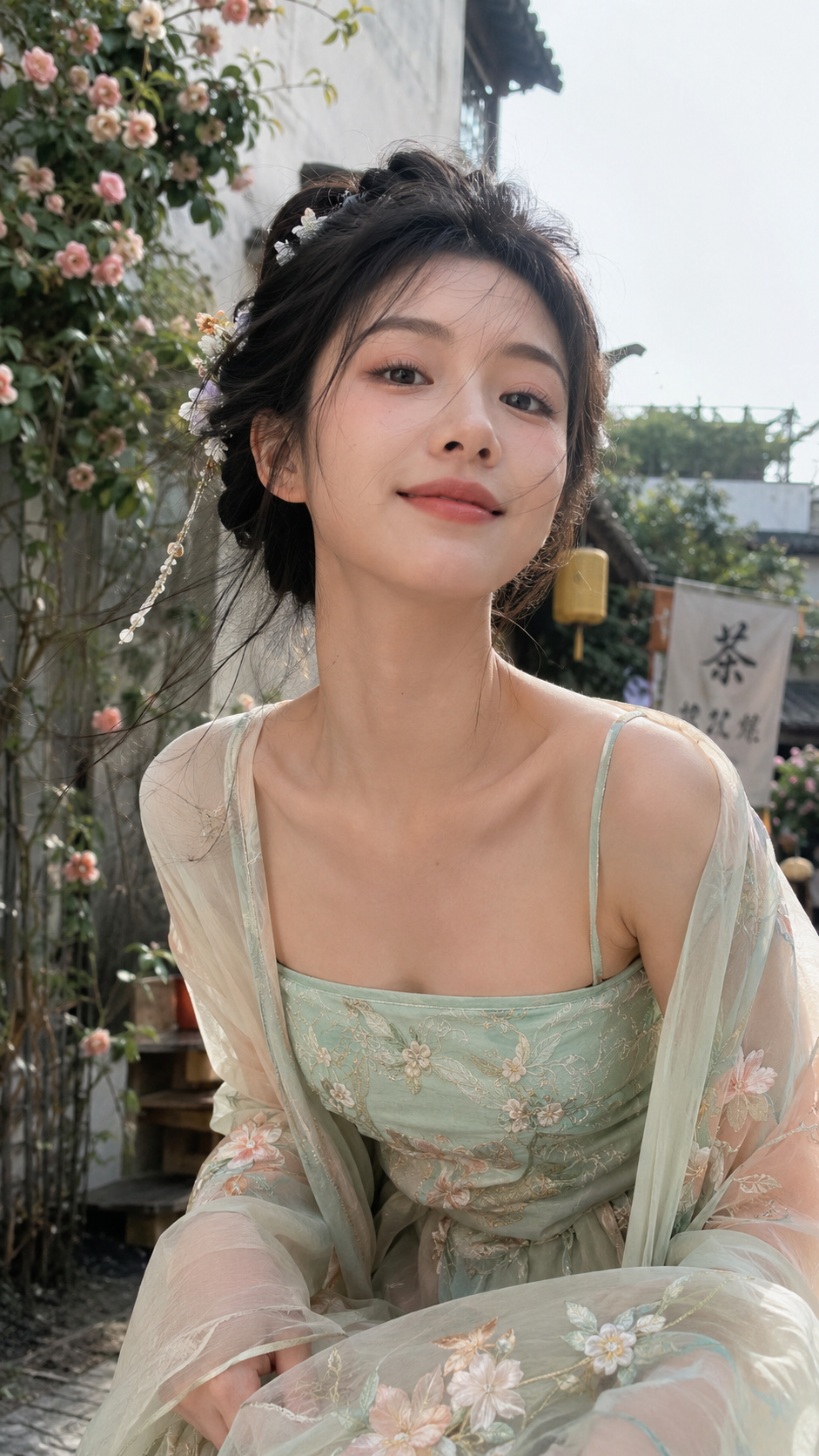 Low-Angle Spring Ancient-Style Portrait