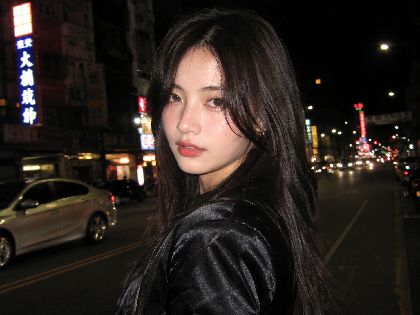 Y2K Neon Night Street Portrait