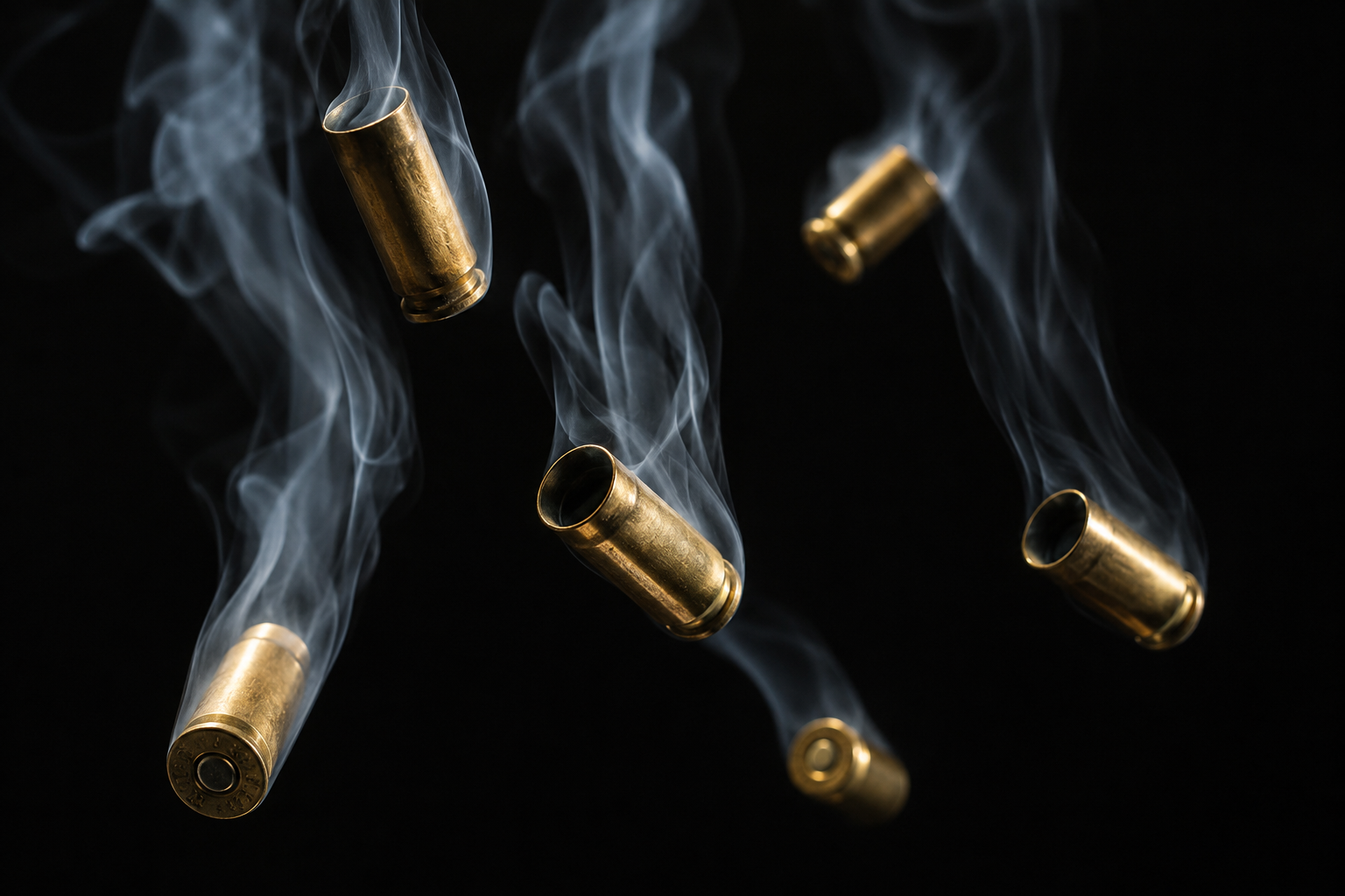 Falling 9mm Shell Casings in Smoke