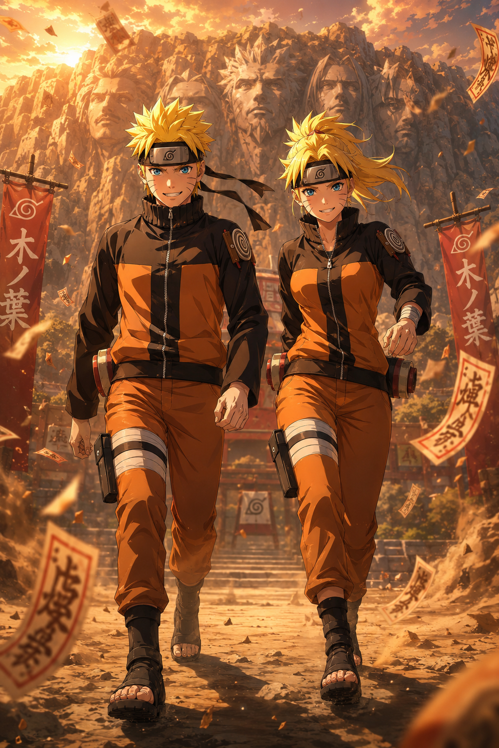 Male and Female Ninja Walking Together
