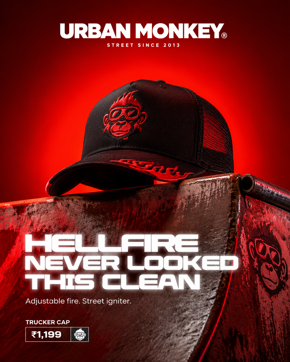 Urban Monkey Hellfire Trucker Cap Poster