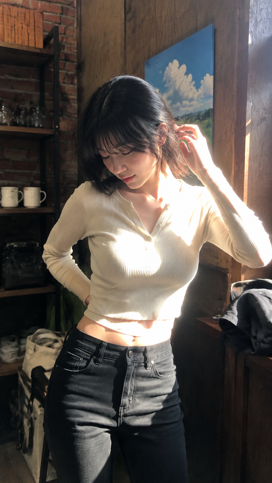 Sunlit Candid in a Vintage Interior