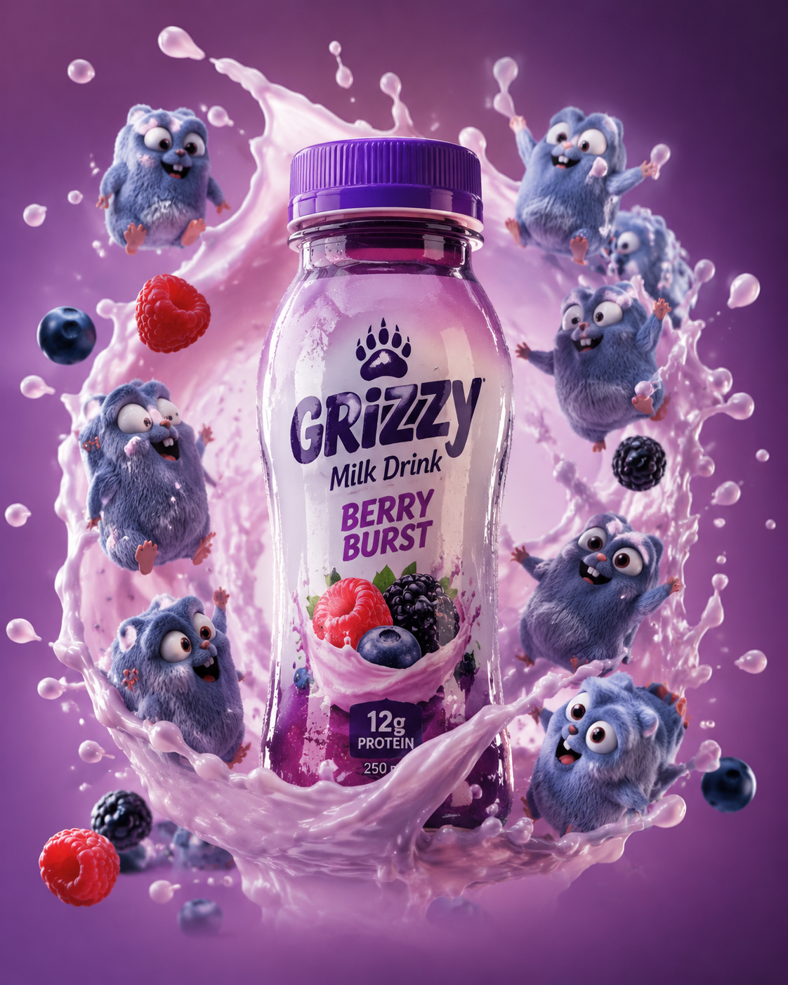 Grizzy Milk Bottle in a Lemmings Splash