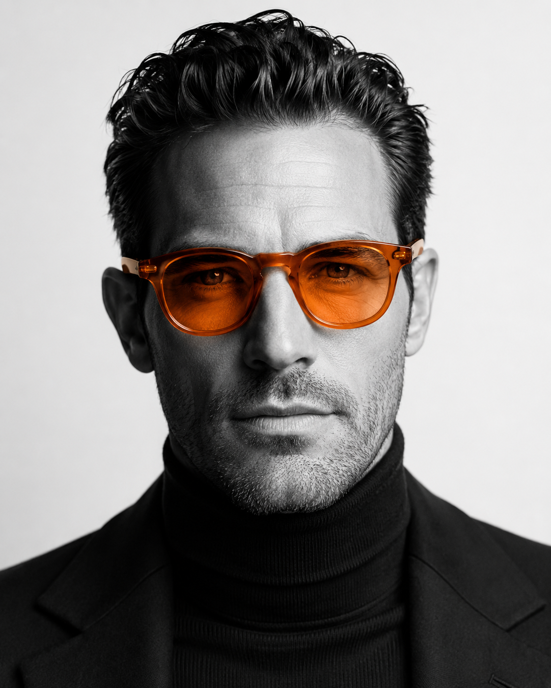 Monochrome Man with Amber Glasses
