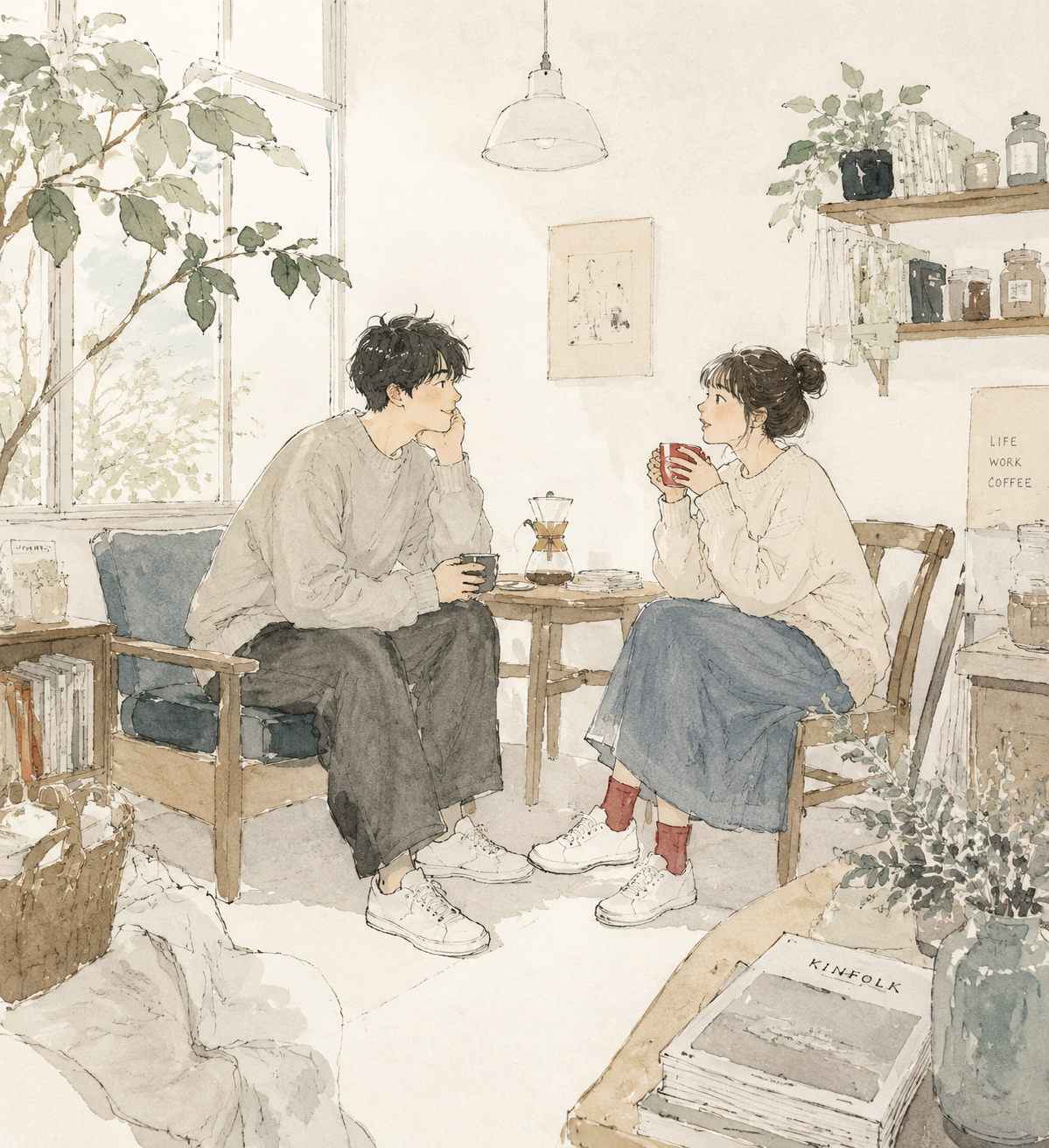 Cozy Japanese Slice-of-Life Illustration