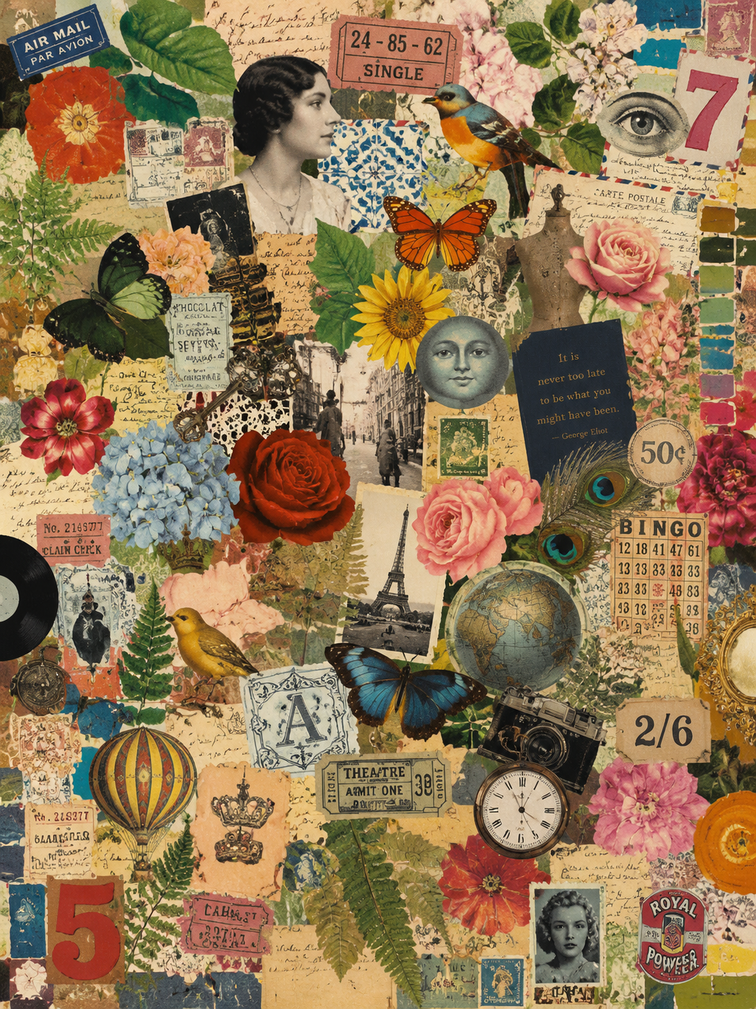 Collage vintage de cien formas superpuestas