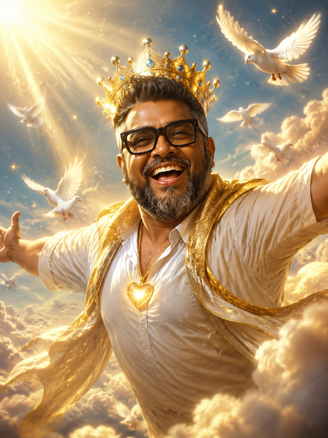 Joyful Golden-Hearted Crowned Flyer