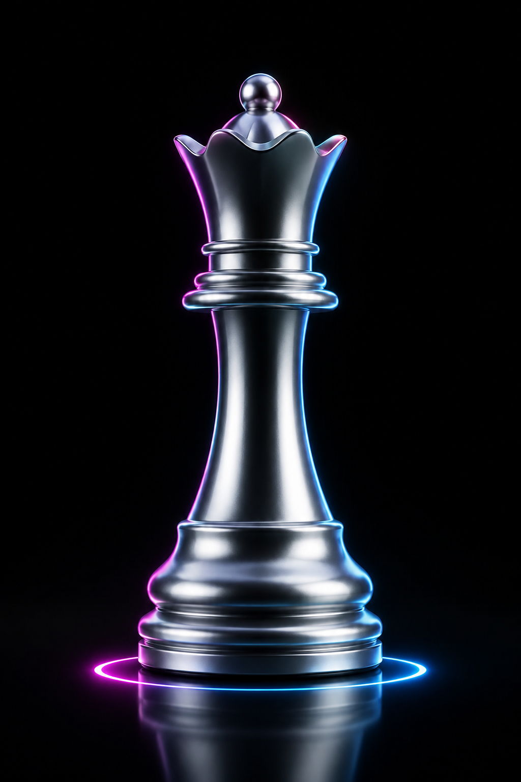 Minimal Futuristic Silver Chess Queen