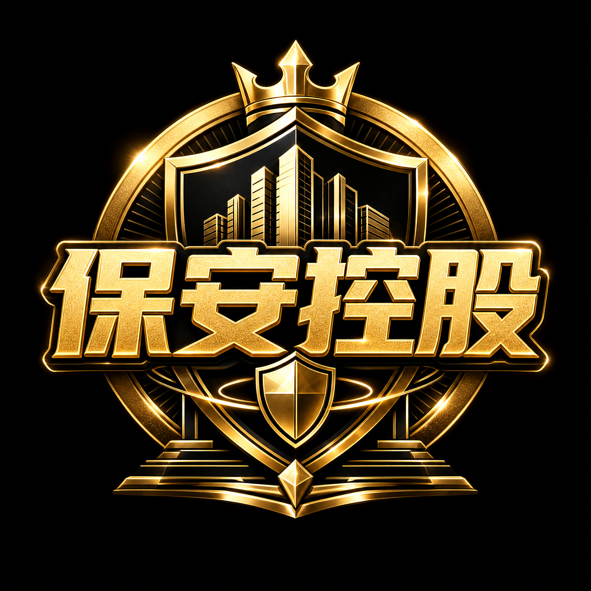 Emblema negro y dorado de un grupo de seguridad