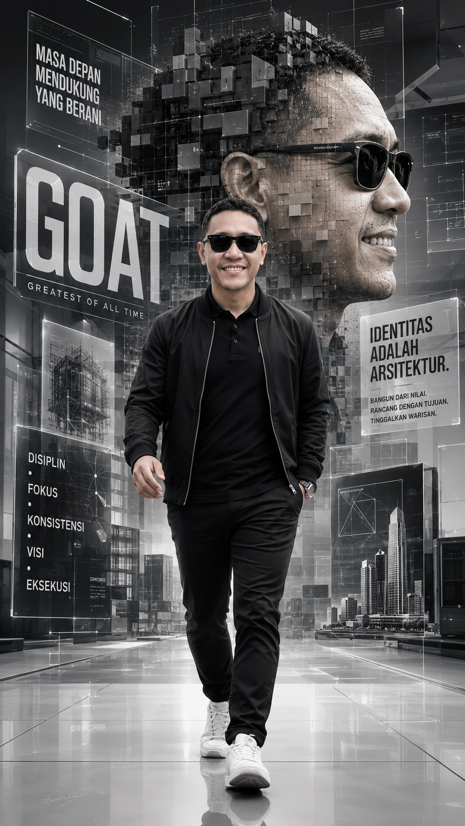 Futuristic Monochrome Motivational Walk