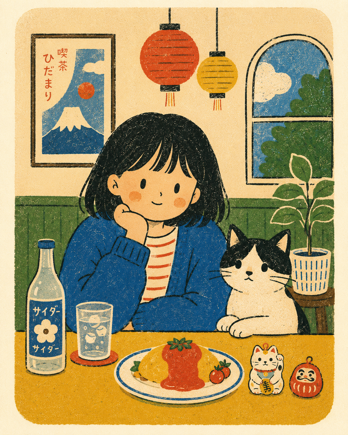 Risograph Café Folk Poster Template