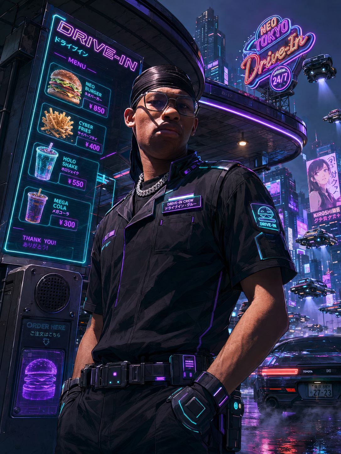 Cyberpunk Drive-In Employee