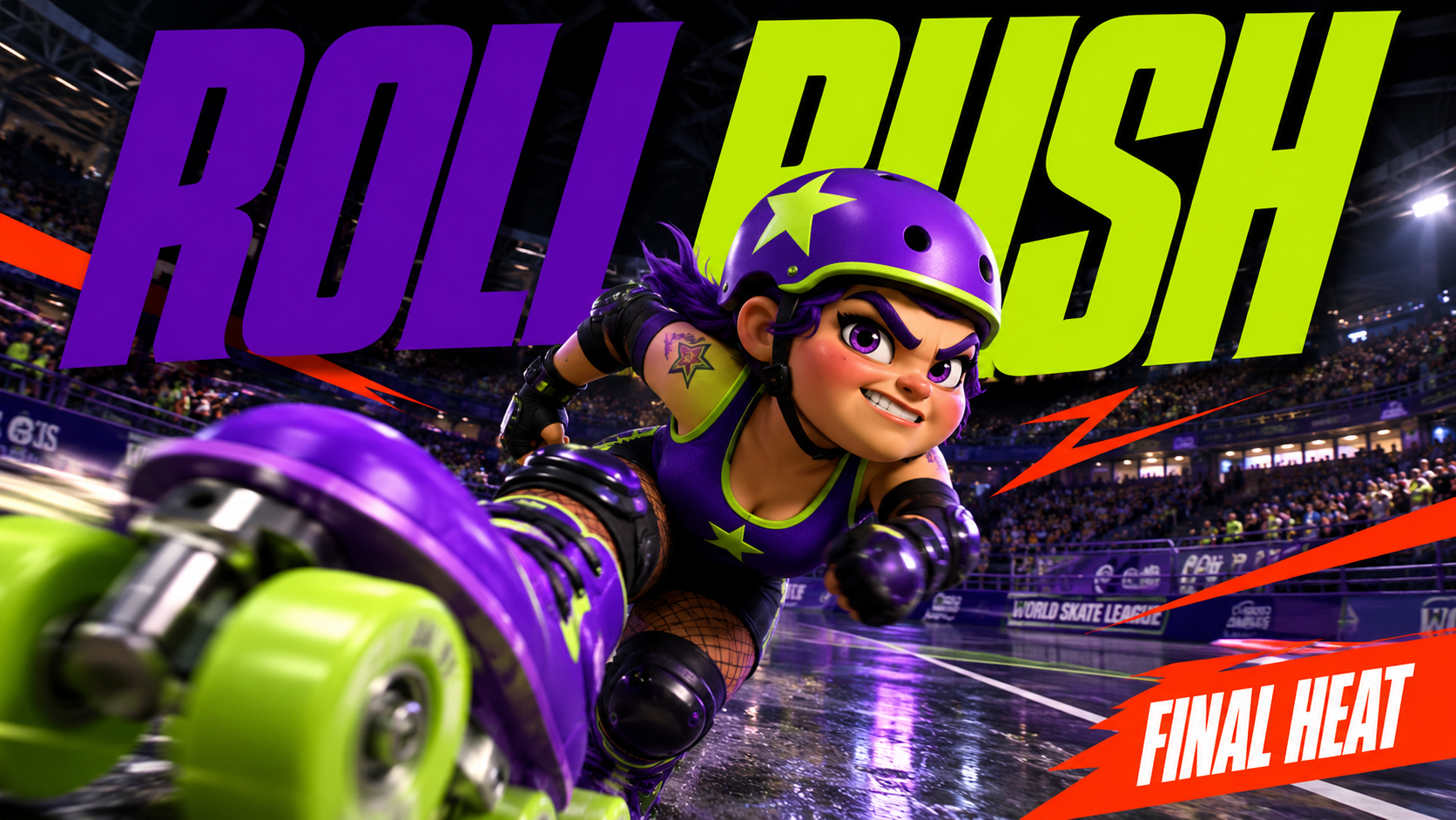 3D Cartoon Athlete Stadium Poster Template
