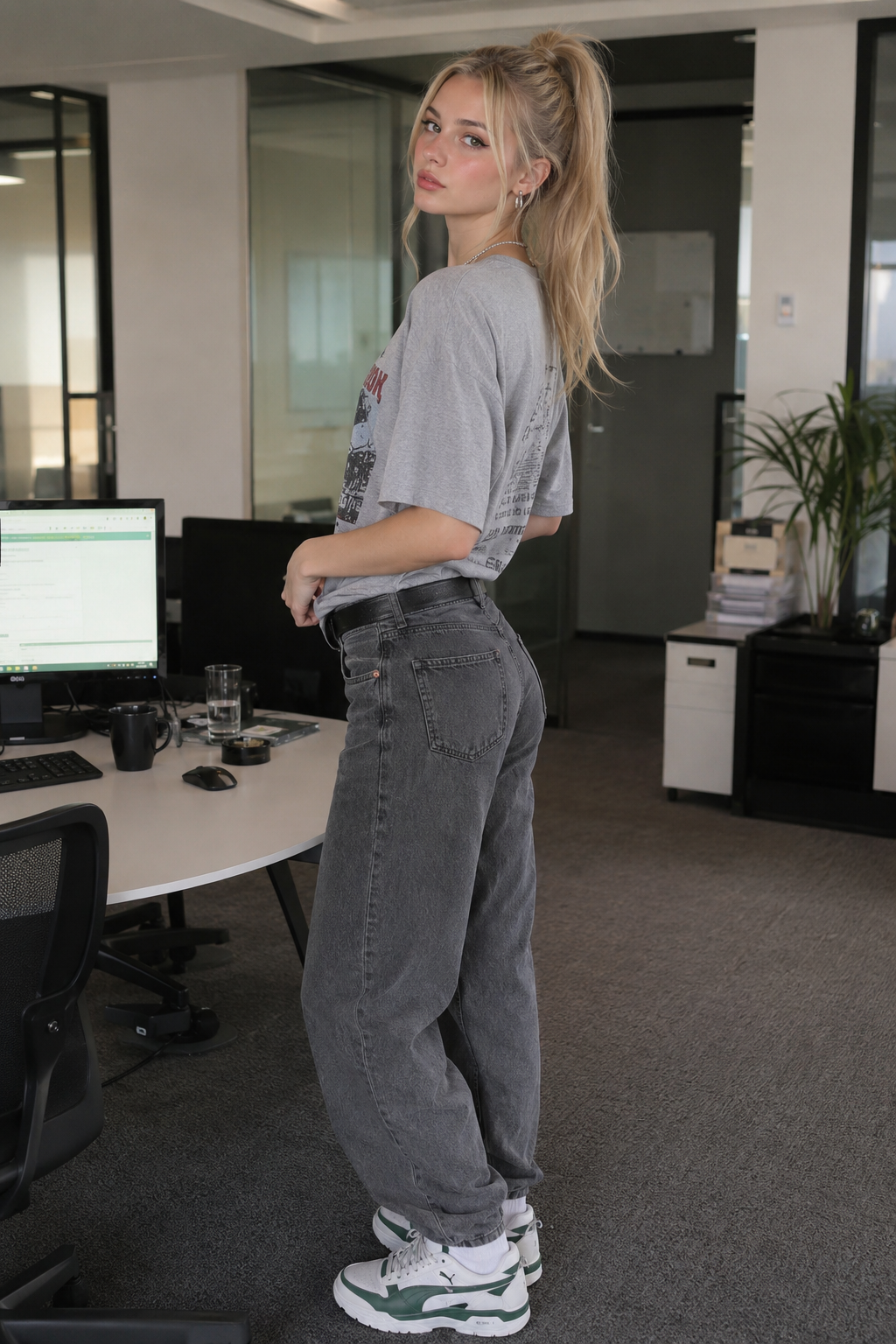 Blondes Office-Fashionporträt