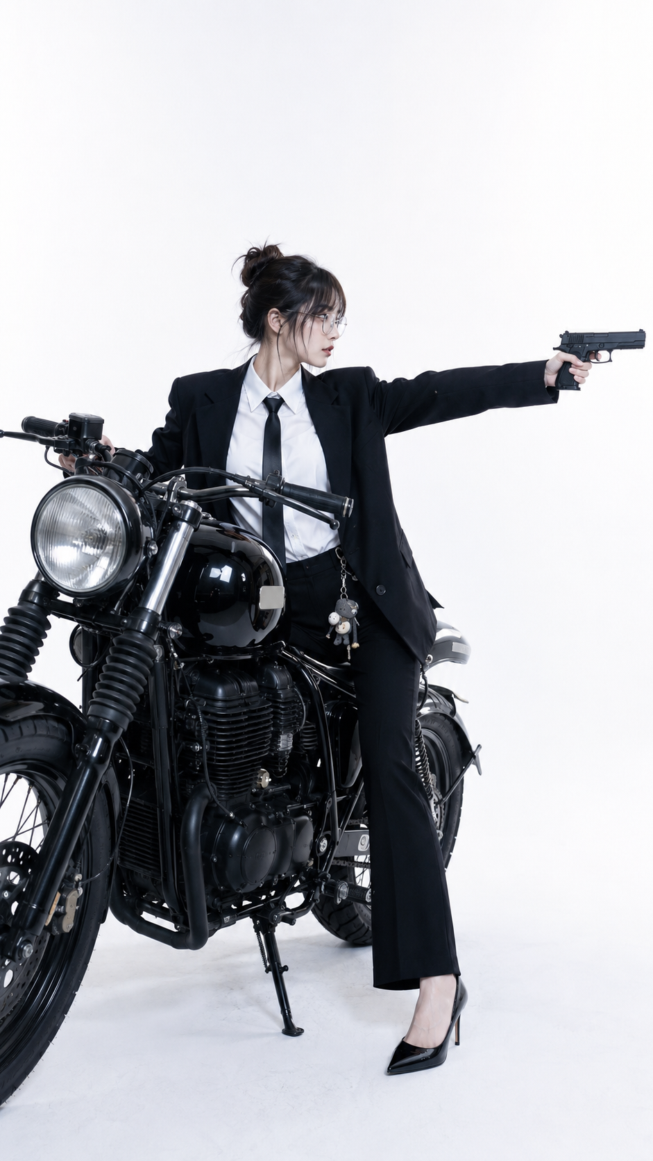 Motorcycle Agent Black-Suit Editorial