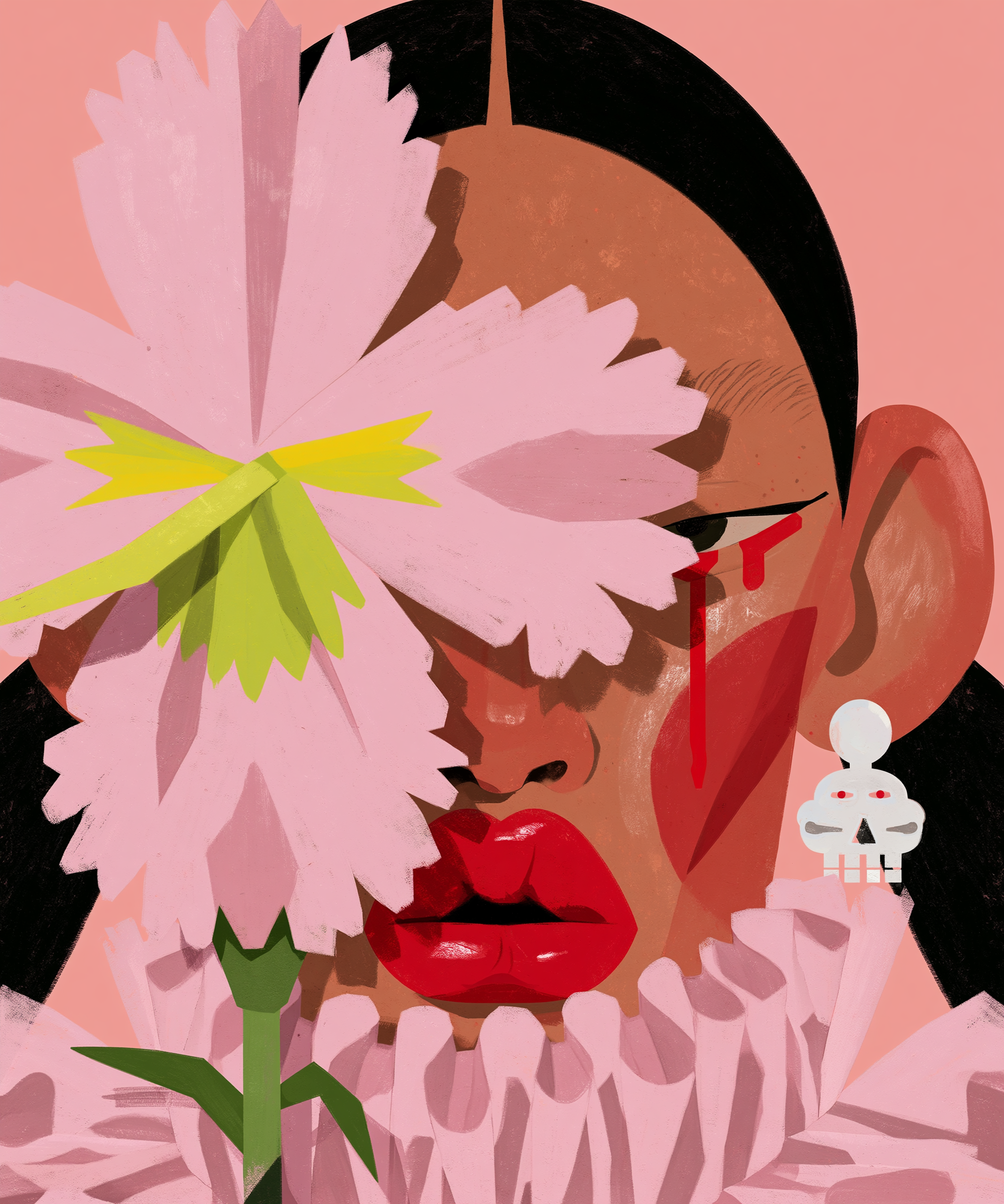 Girl with a Flower-Covered Face