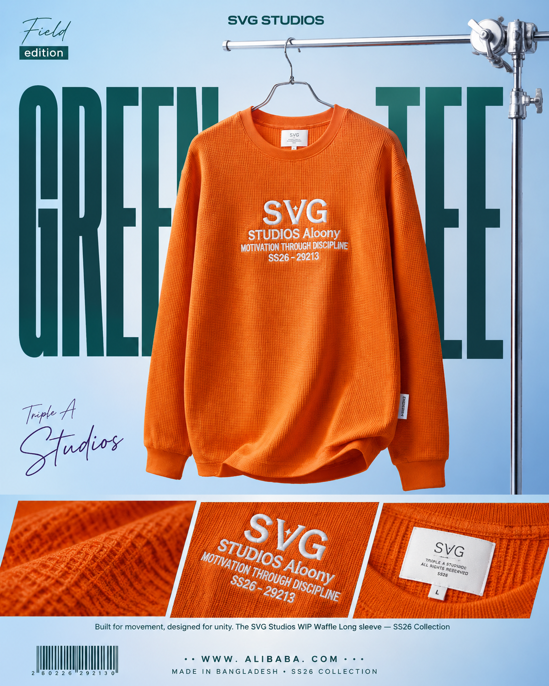 Orange Waffle-Knit Shirt Product Poster