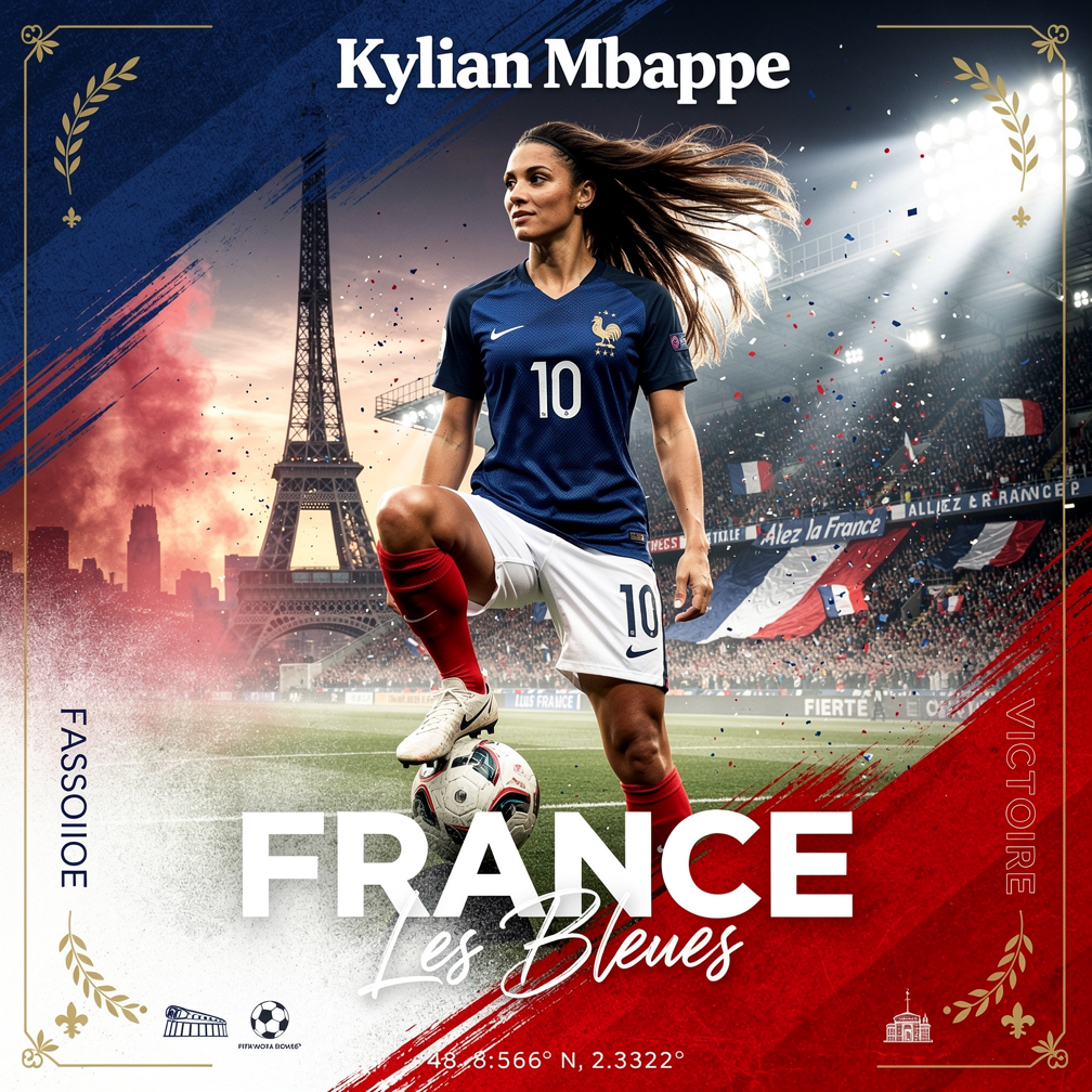 Póster heroico del fútbol femenino de Francia
