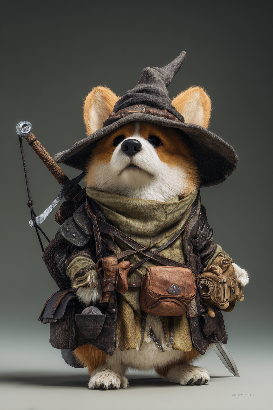 Corgi-Fantasy-Schwertkämpfer