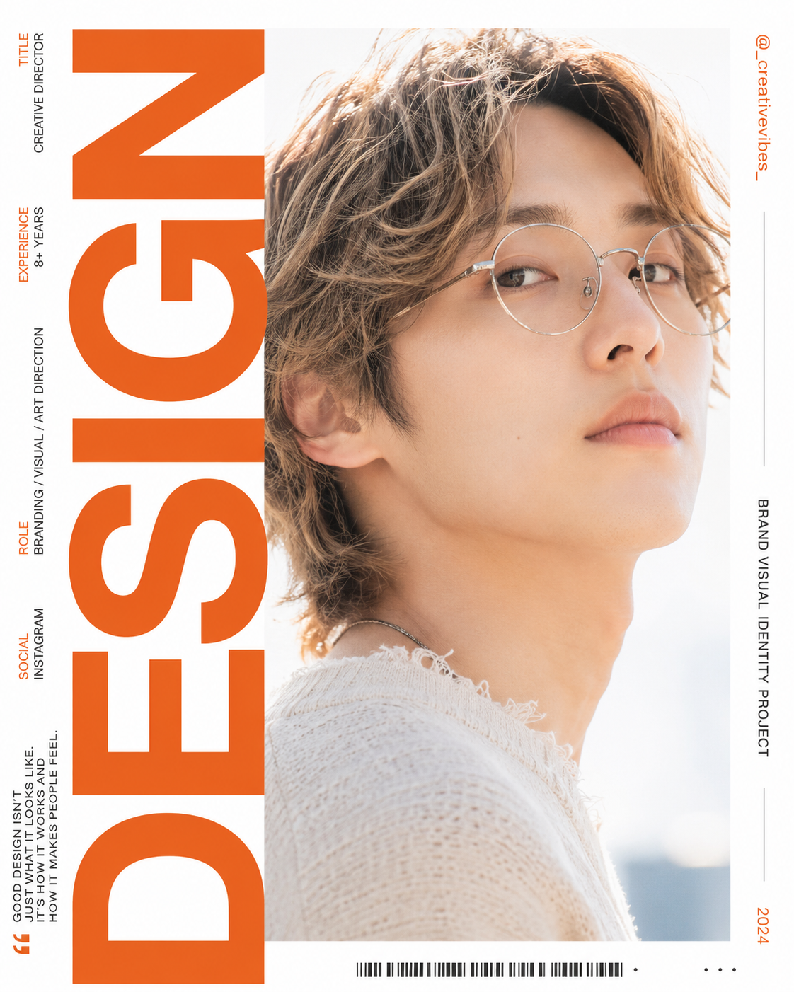 Rotated-Word Editorial Profile Poster