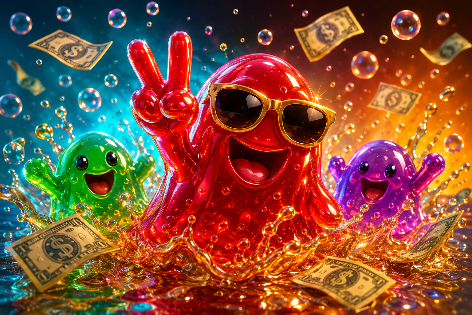 Crimson Slime with Sunglasses and Cash