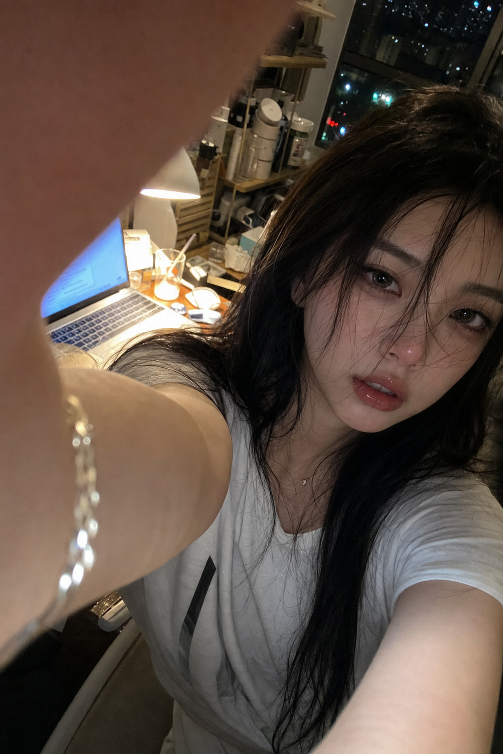 Late-Night Cluttered-Room Selfie