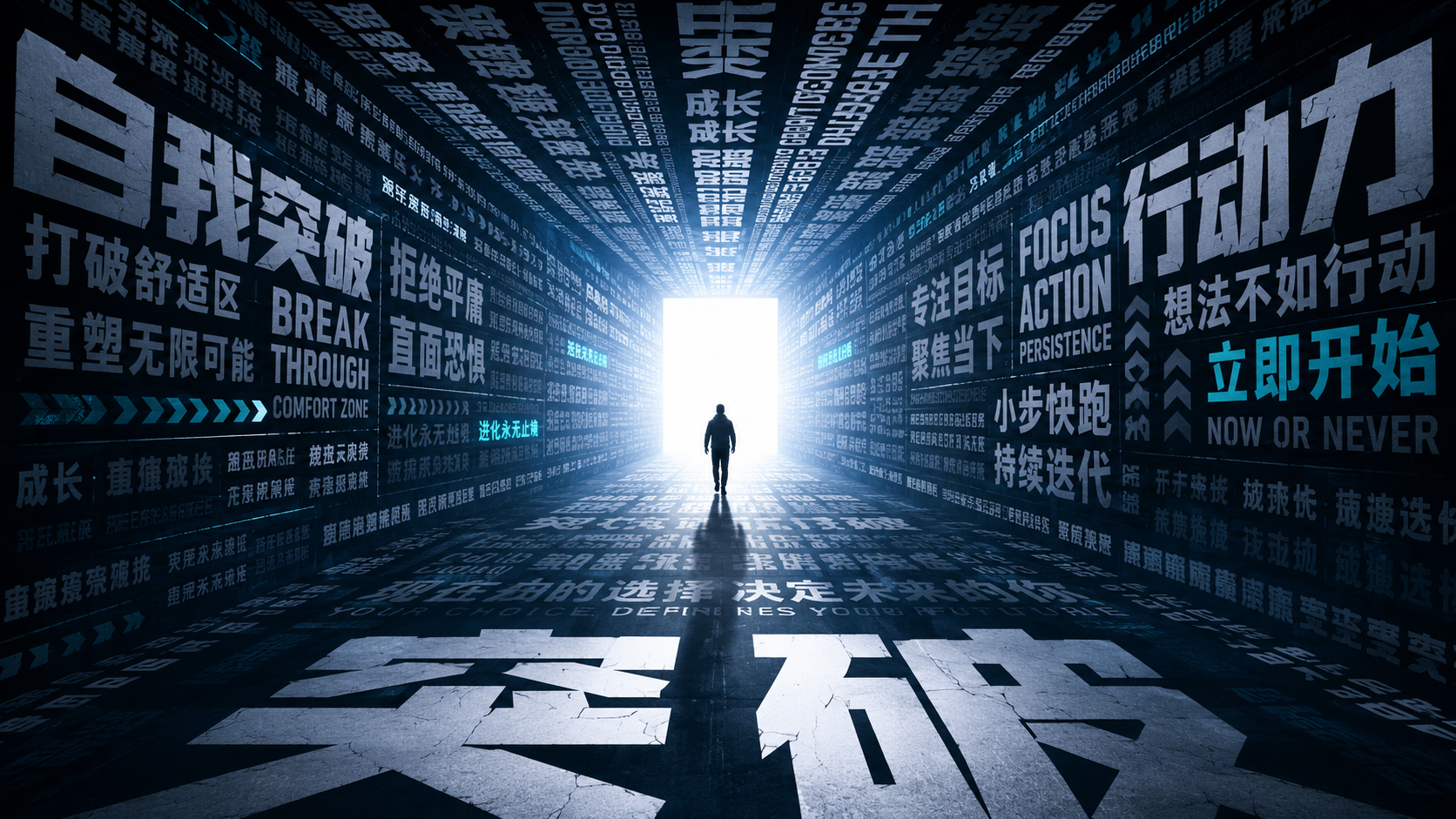 Self-Breakthrough Typography Tunnel Poster