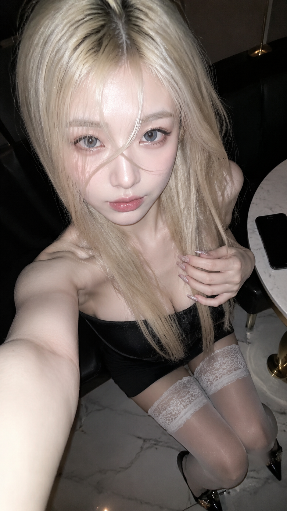Close High-Angle Doll-Like Selfie