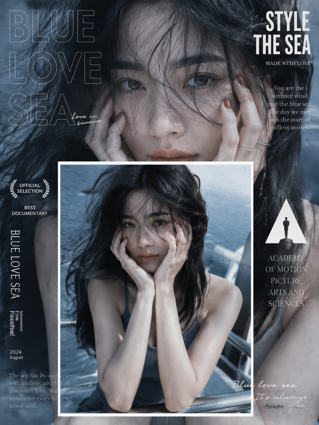 Blue-Gray Seaside Editorial Collage