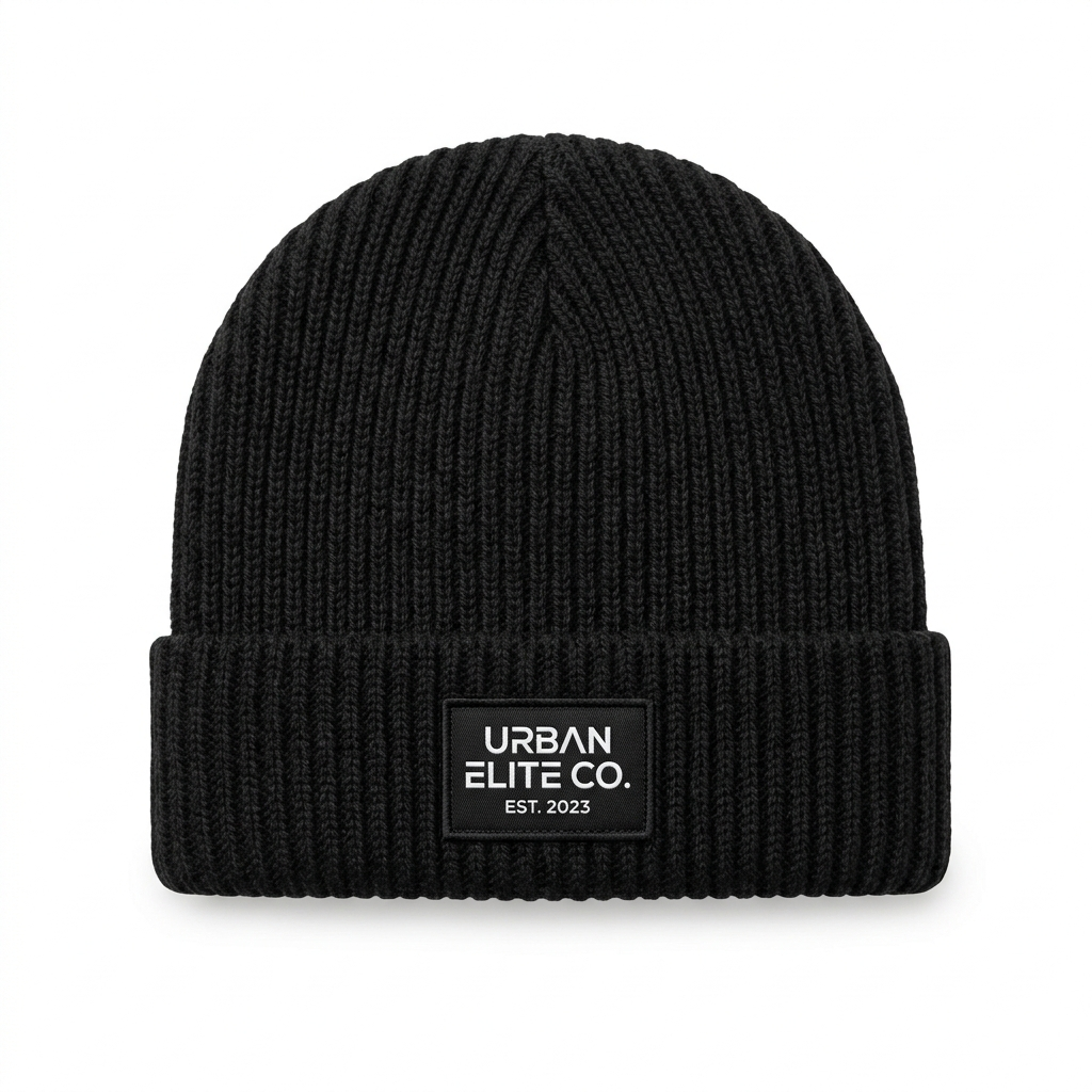 Black Knit Beanie Product Photo