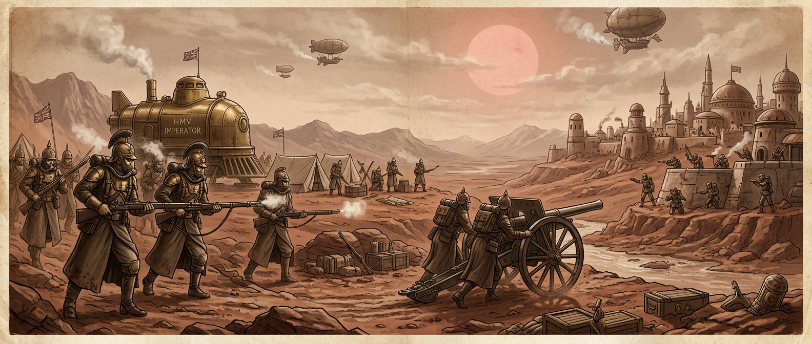 Victorian Lunar Soldiers Invading Mars