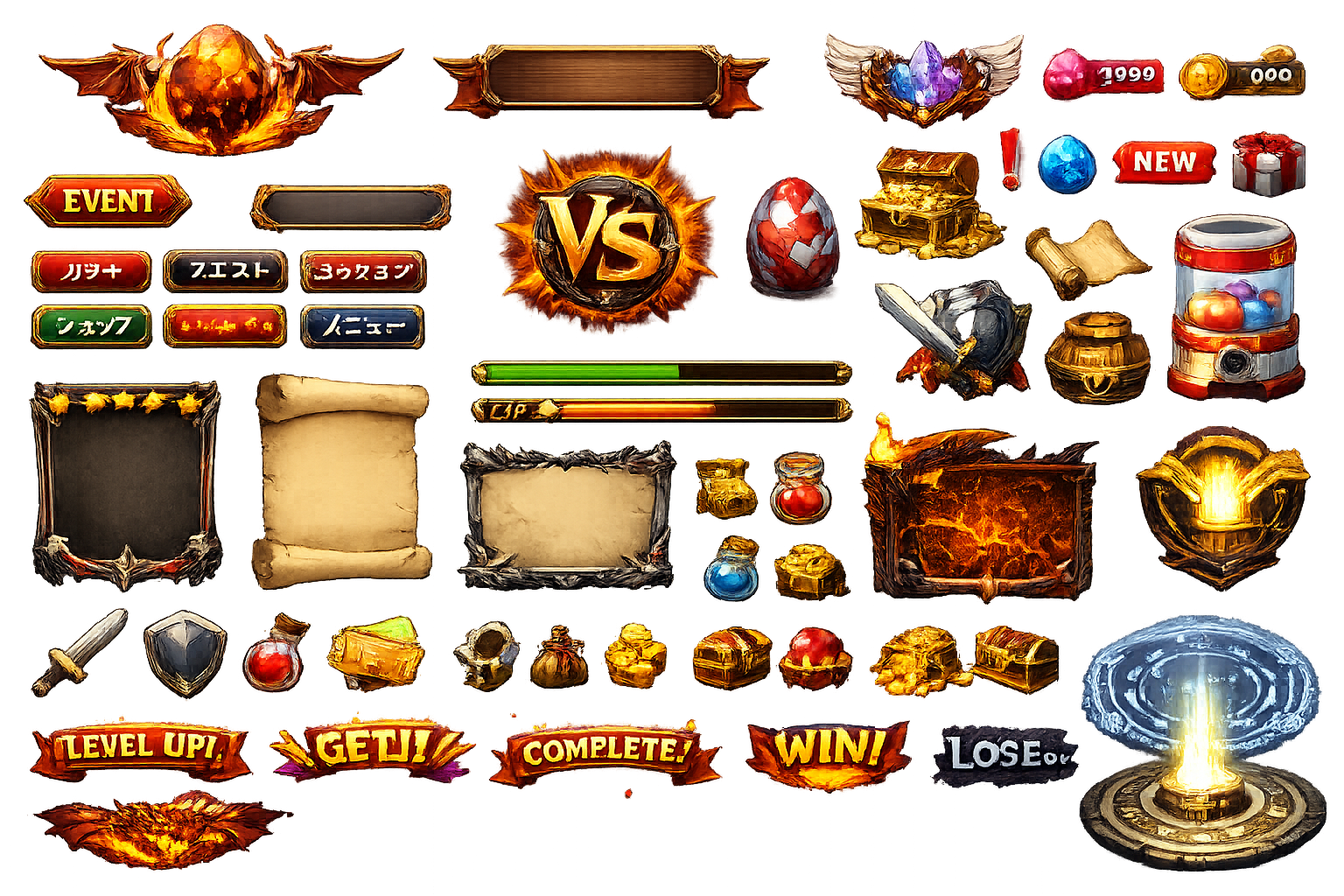 Dragon Egg Game UI Asset Sheet