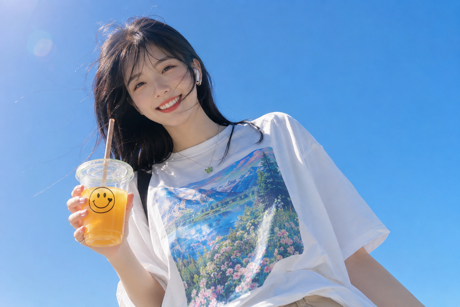 低机位夏日果汁肖像