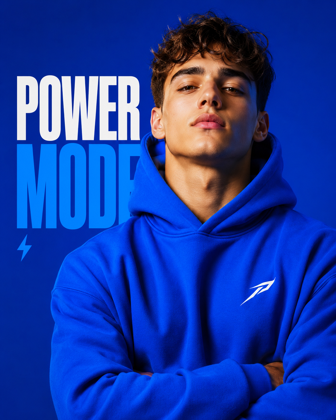 Campaña Power Mode de sudadera azul eléctrico