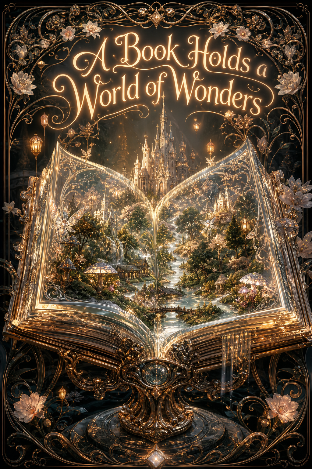 Magical Tome Holding a Fantasy World