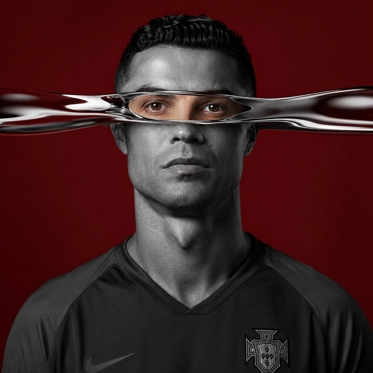 Liquid-Metal Football Portrait
