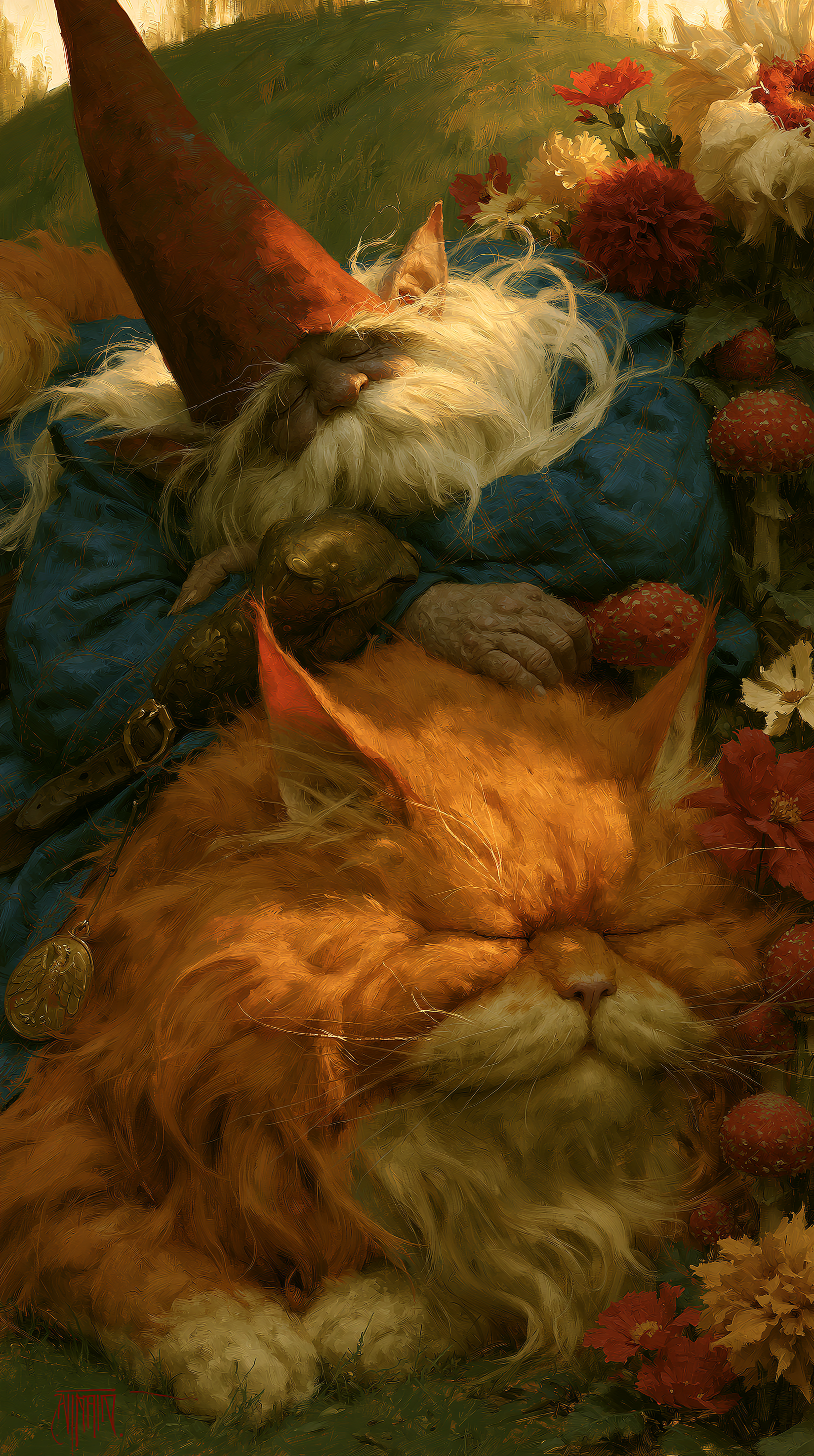 Wizard Waking on a Giant Orange Cat