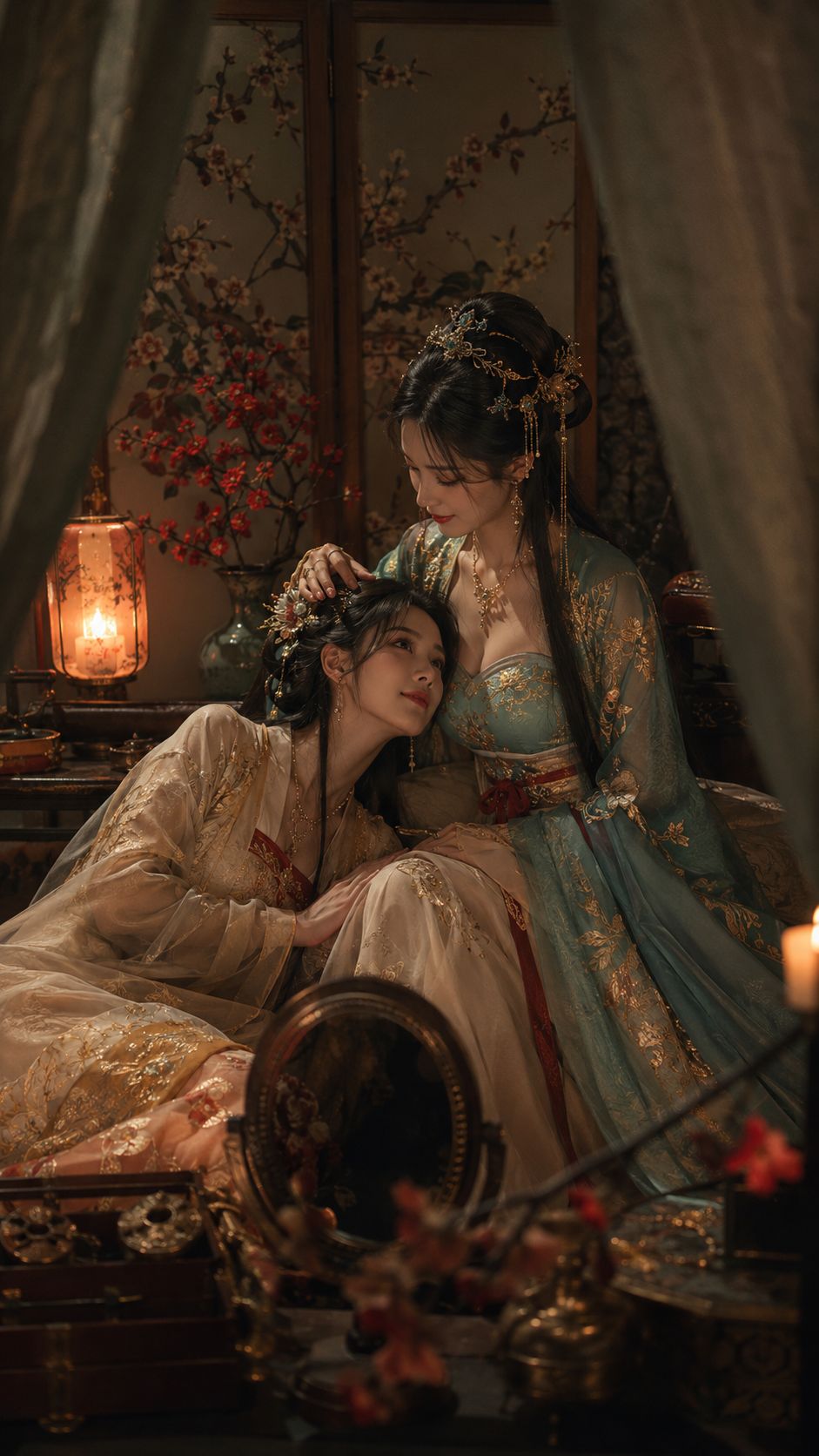 Two Women in an Ancient Chinese Boudoir
