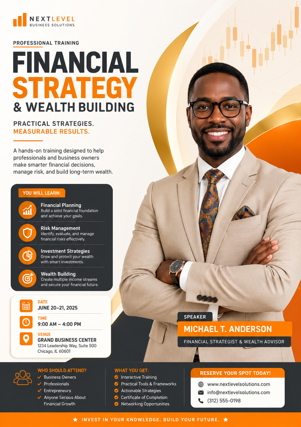 Flyer de formation d’entreprise avec intervenant africain