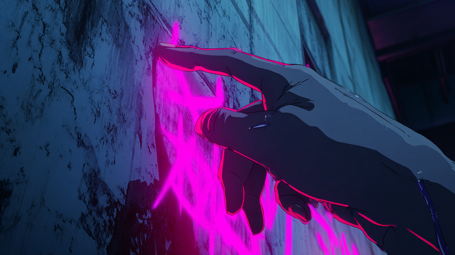 Kaito Touching a Liquid Silver Symbol