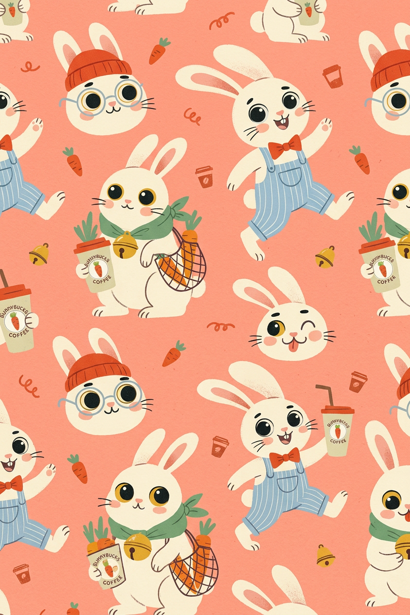 Playful Rabbit Action Motif