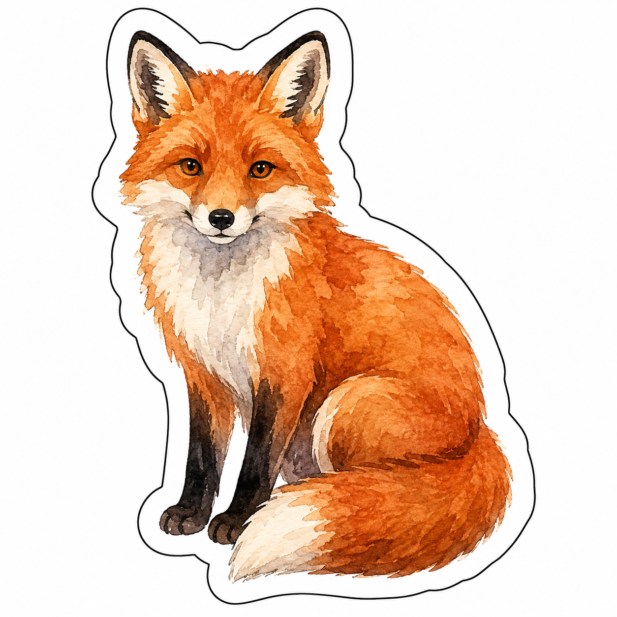 Autocollant aquarelle de renard roux
