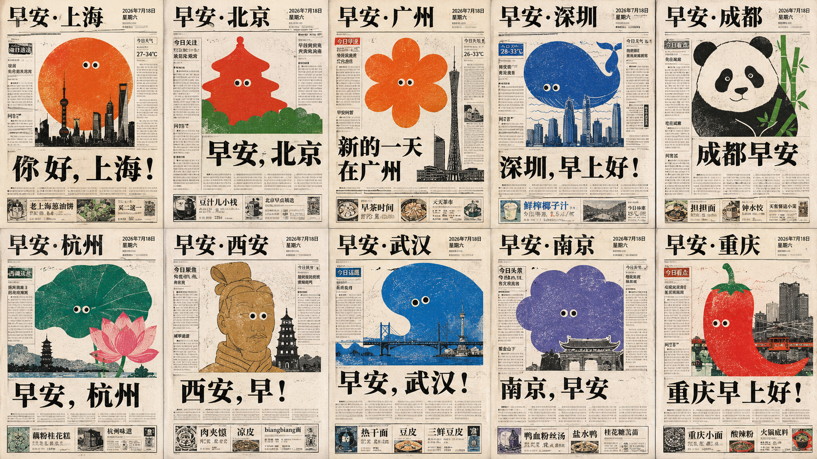 Ten City Good Morning Newspaper Posters
