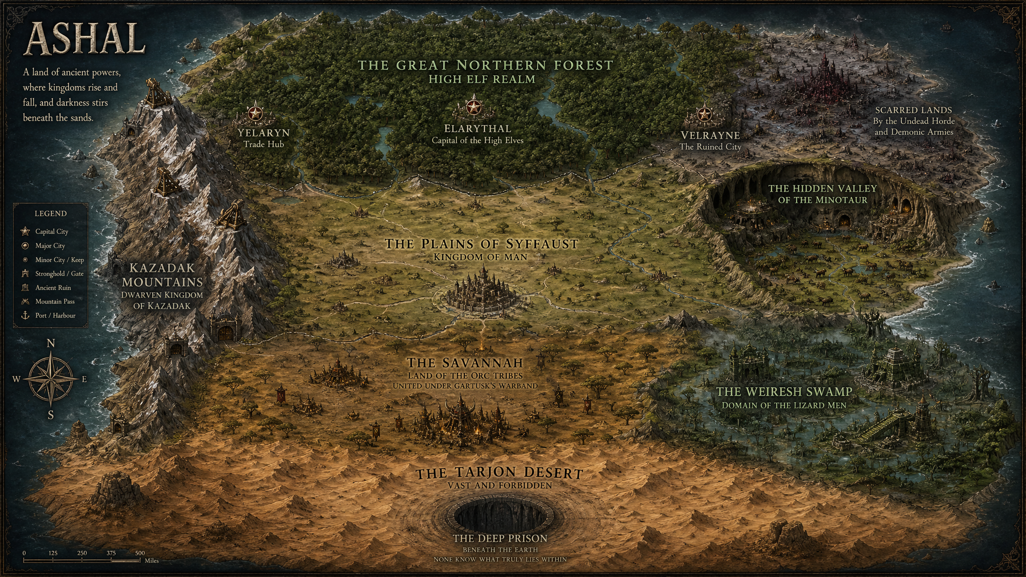 Map of the Fantasy Continent Ashal
